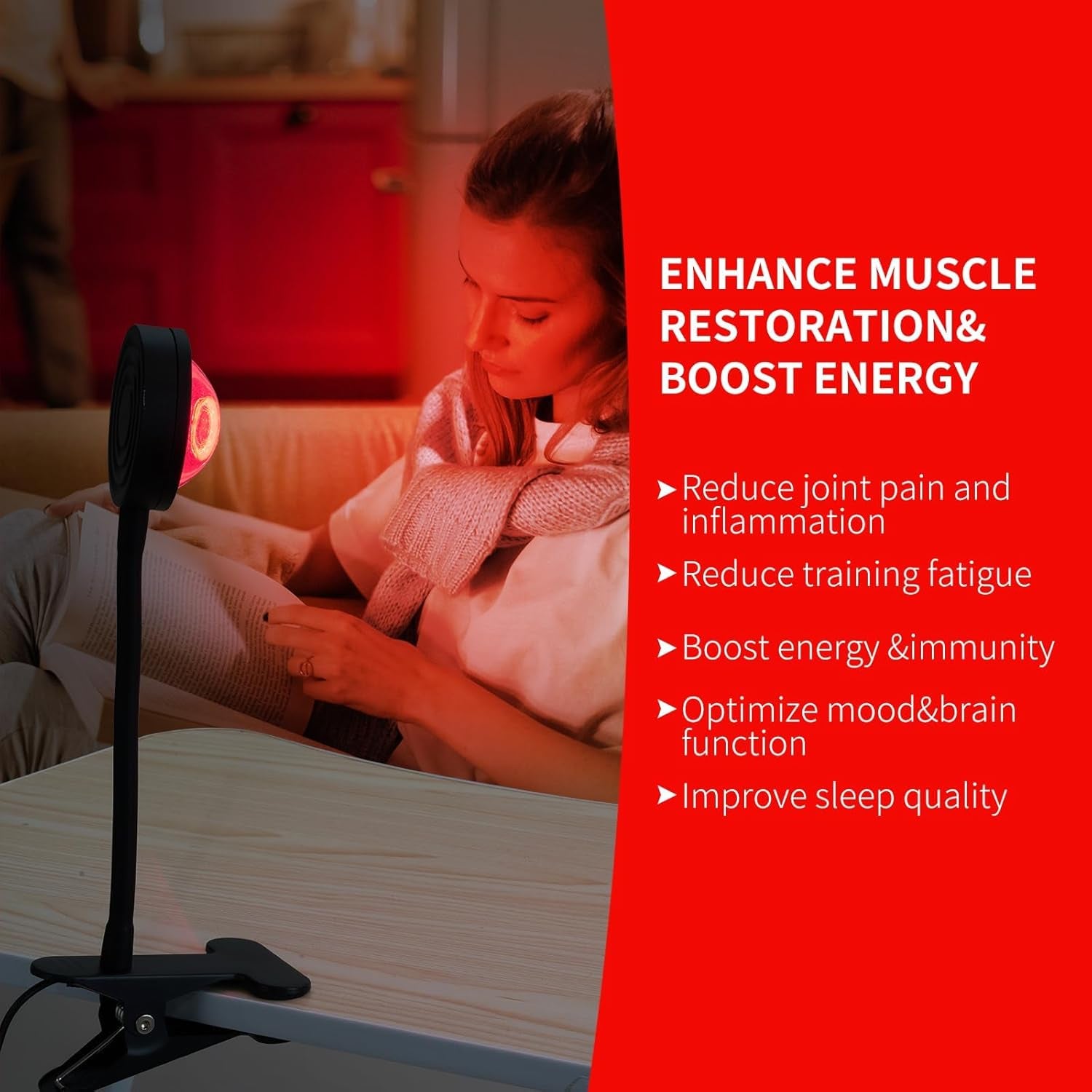 Red Light Therapy for Face, 40 Leds 660Nm LED Red Light Therapy Light with Clip, Suitable for Home Skin Care and Relieving Chronic Pain.