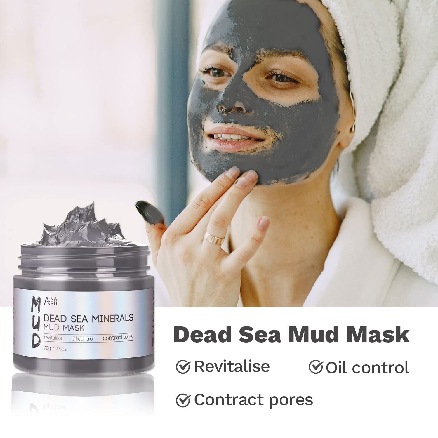 Turmeric Clay Mask - Green Tea Clay Mask - Dead Sea Minerals Mud Mask, Spa Facial Mask Set, Face Mask Gift Set 2.5 Oz Each