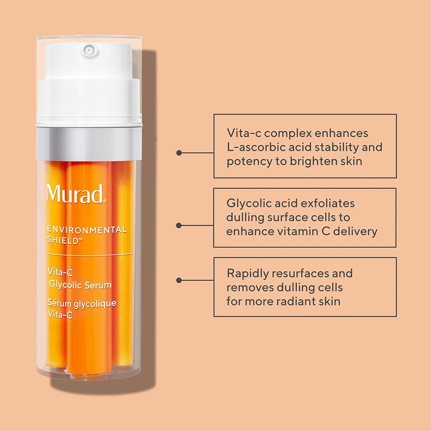 Vita-C Glycolic Serum - Environmental Shield Skin Brightening Vitamin C Face Serum - Treatment Backed by Science