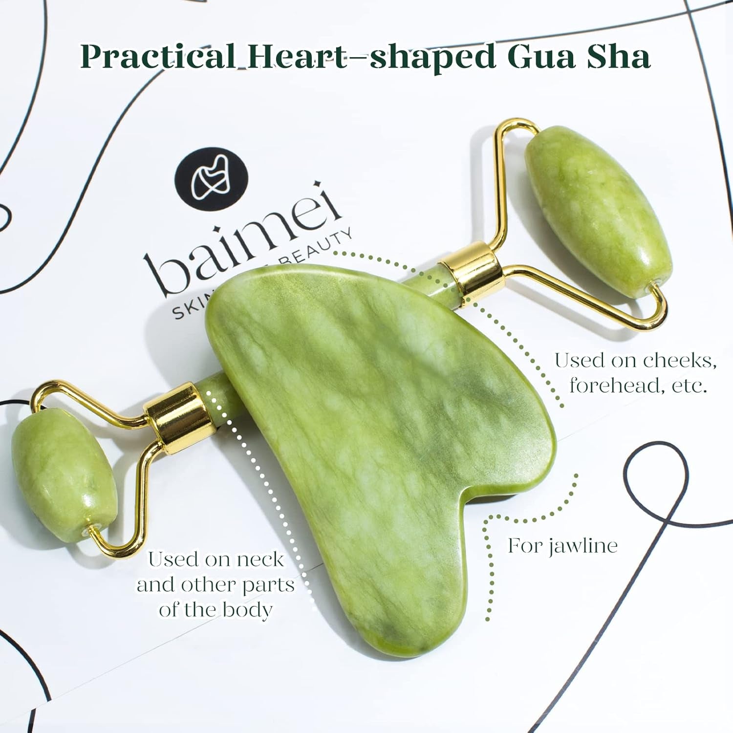 Jade Roller & Gua Sha Set Face Roller and Gua Sha Facial Tools for Skin Care Routine and Puffiness, Self Care Gift for Men Women - Black