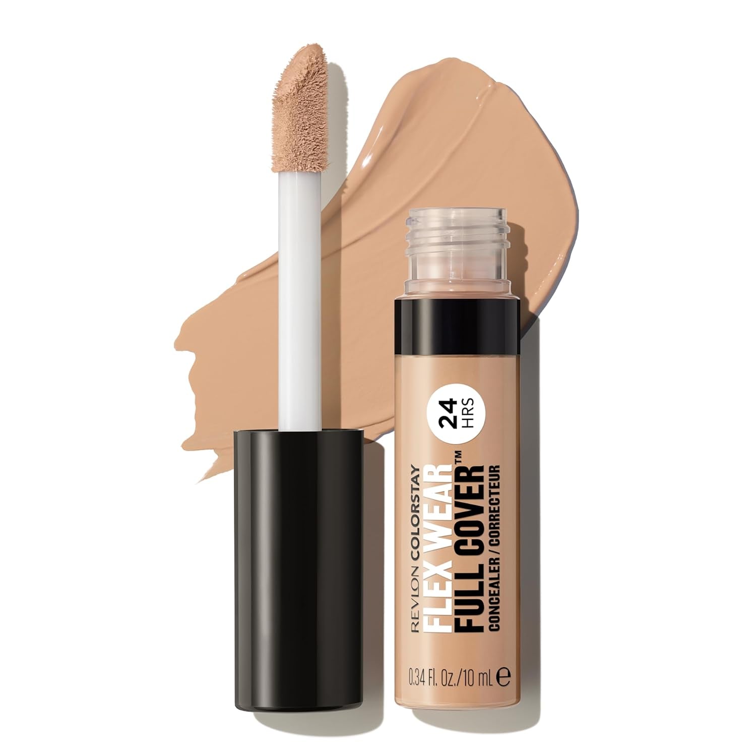 Colorstay Flex Wear, Full Cover Non-Creasing Concealer, Infused with Hyaluronic Acid & Vitamin E, Flexible Longwear, 040 Medium, 0.34 Fl Oz.