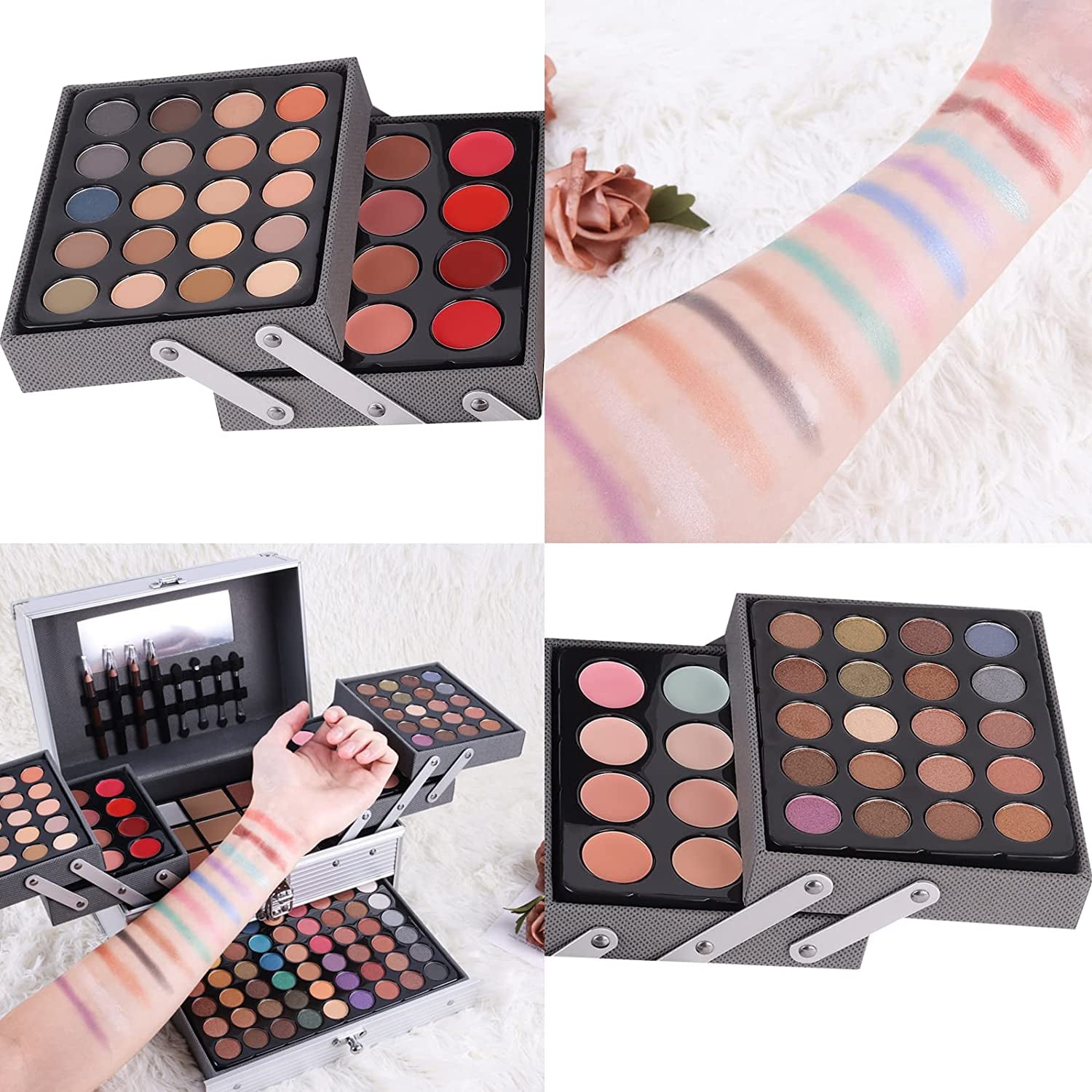 132 Color All- In- One Makeup for Women Full Kit,Professional Makeup Kit,Makeup Gift Set for Women,Girls&Teens,Include Eyeshadow/Lipstick/Concealer/Lip Gloss/Eyeliner/Mascara（006N2-Silver）