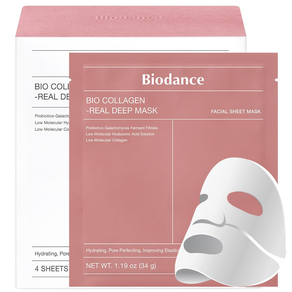 Bio-Collagen Real Deep Mask, Hydrating Overnight Hydrogel Mask, Pore Minimizing, Elasticity Improvement, 34G X16Ea