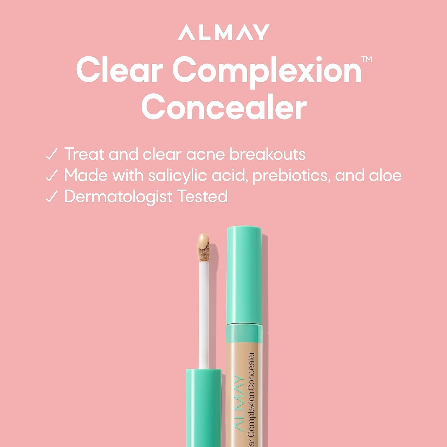 Clear Complexion Acne & Blemish Spot Treatment Concealer Makeup with Salicylic Acid- Lightweight, Full Coverage, Hypoallergenic, Fragrance-Free, for Sensitive Skin, 100 Light, 0.3 Fl Oz.