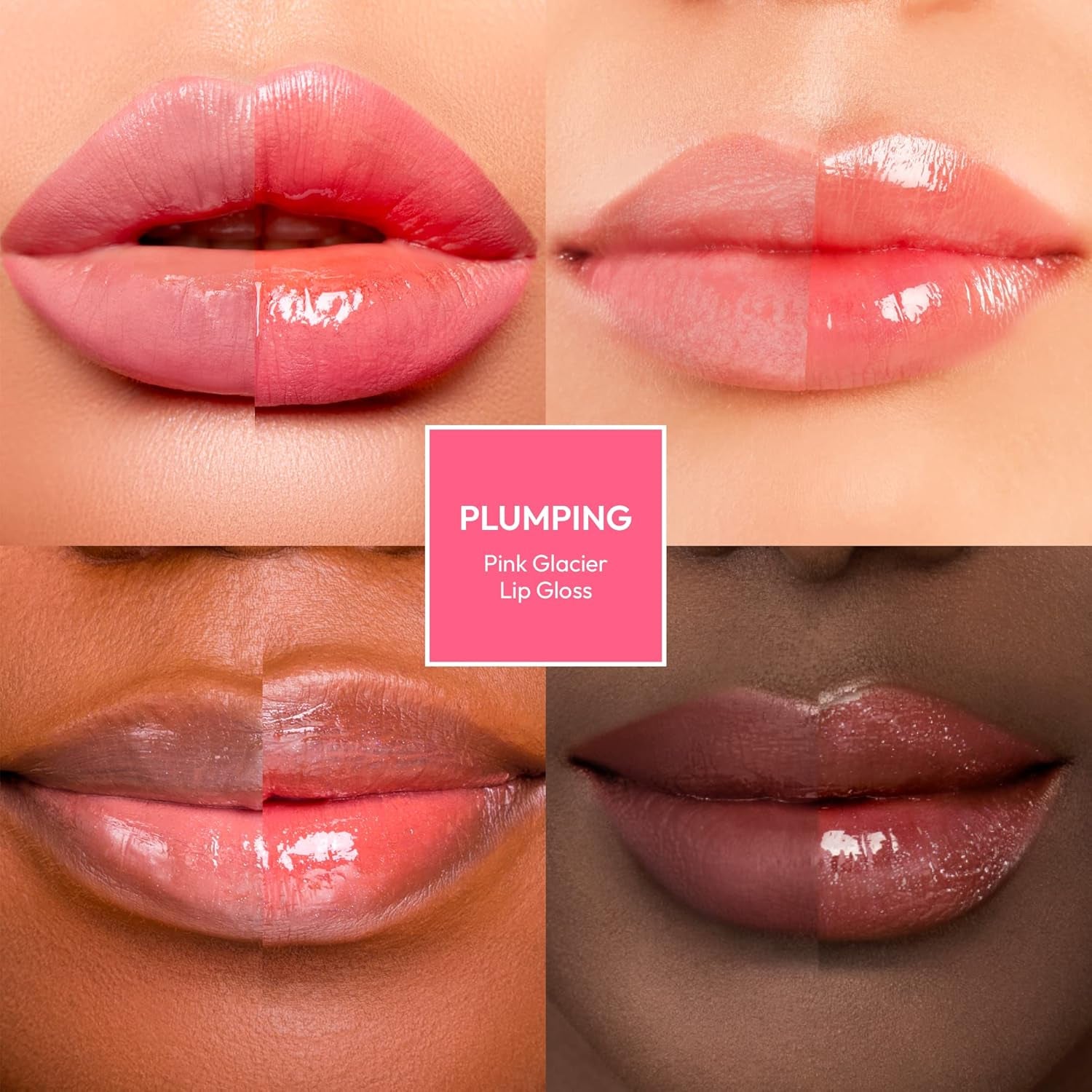 Plumping Lip Gloss – Hydrating, Voluminous, High-Shine, Cruelty-Free Lip Plumper, Smoothing, Instinct Lip Maximizer, 4 Colors, 0.15 FL Oz. (Pink Glacier)