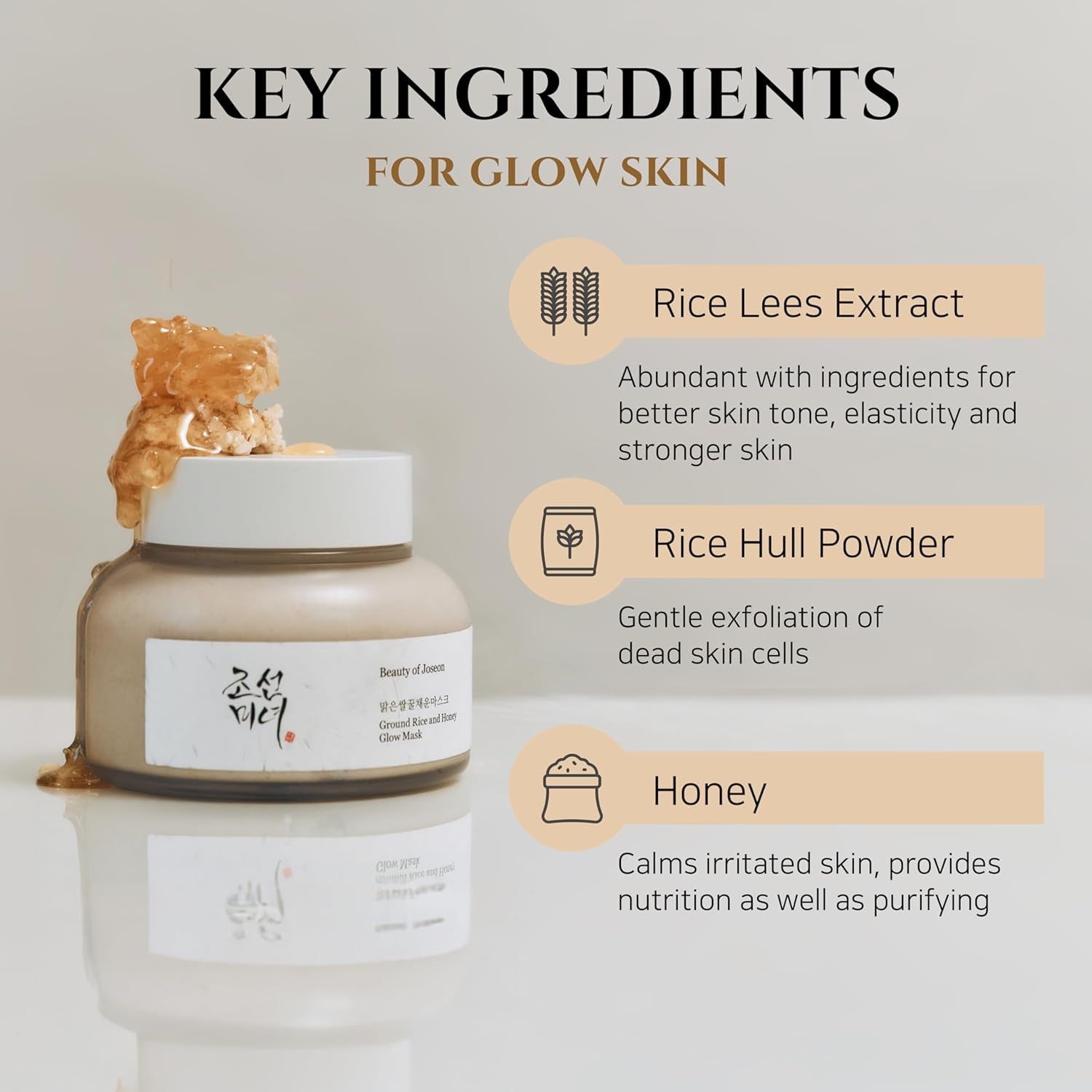 Ground Rice and Honey Glow Mask Pore Sebum Care for Dry Sensitive Skin Korean Skin Care 150Ml, 5.07 Fl.Oz