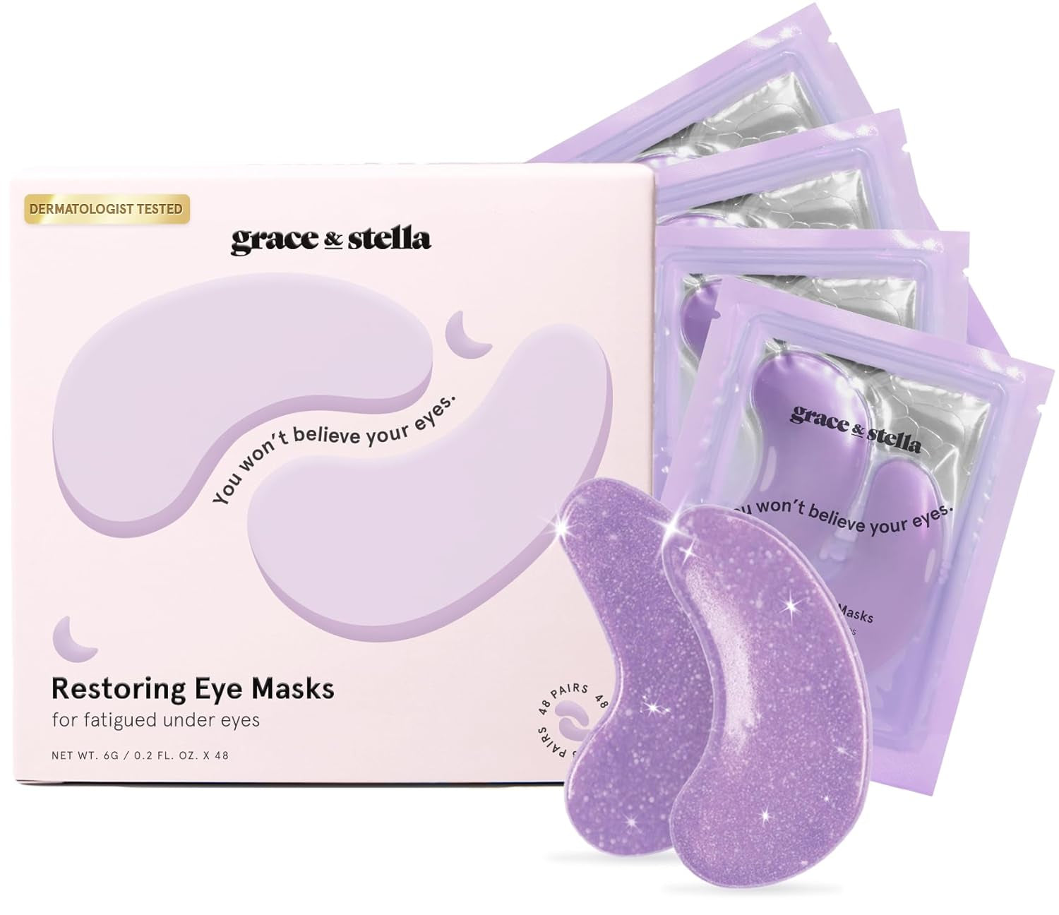 under Eye Patches for Puffy Eyes and Dark Circles (Retinol, 48 Pairs) Restoring Gel under Eye Masks with Hyaluronic Acid - Vegan Cruelty-Free Skincare Birthday Gifts for Women