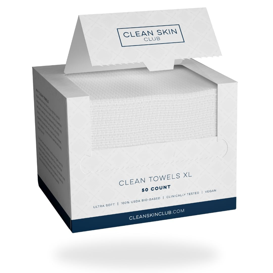 Clean Towels XL™, 100% USDA Biobased Dermatologist Approved Face Towel, Disposable Clinically Tested Face Towelette, Facial Washcloth, Makeup Remover Dry Wipes, 300 Ct, 6 Pack