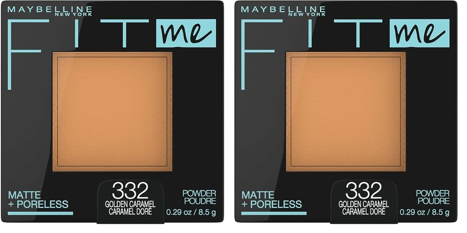 Fit Me Matte + Poreless Pressed Face Powder Makeup, Golden Caramel, 1 Count (Pack of 2)