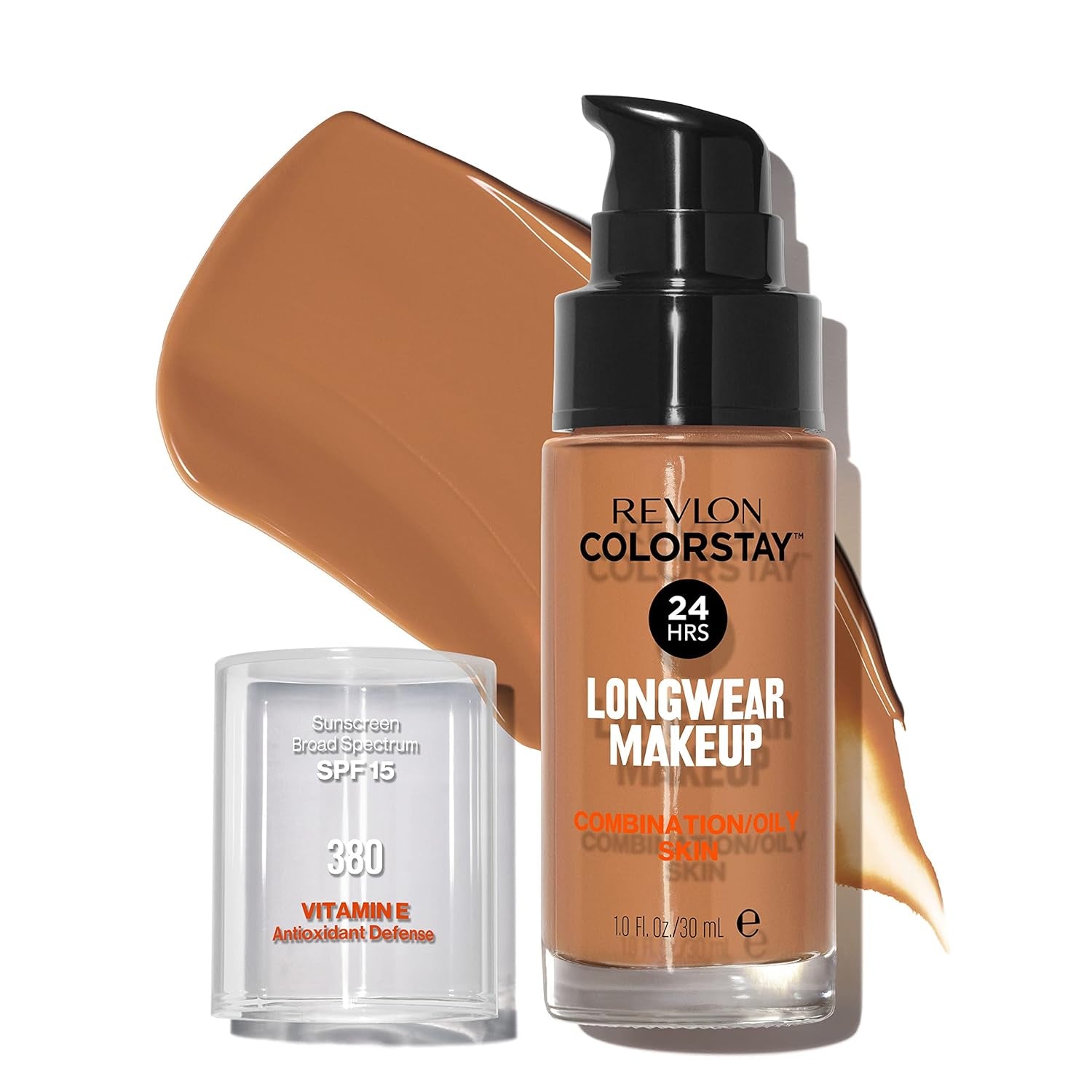 Liquid Foundation, Colorstay Face Makeup for Combination & Oily Skin, SPF 15, Medium-Full Coverage with Matte Finish, Rich Ginger (380), 1.0 Oz