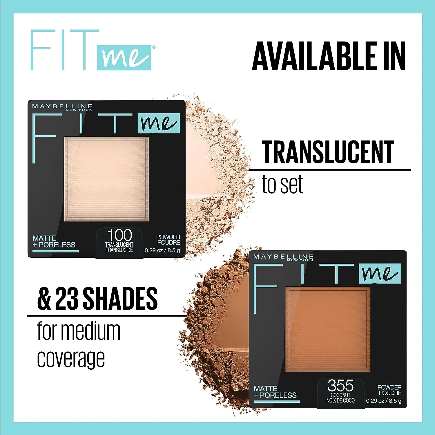 Fit Me Matte + Poreless Pressed Face Powder Makeup & Setting Powder, Translucent, 1 Count