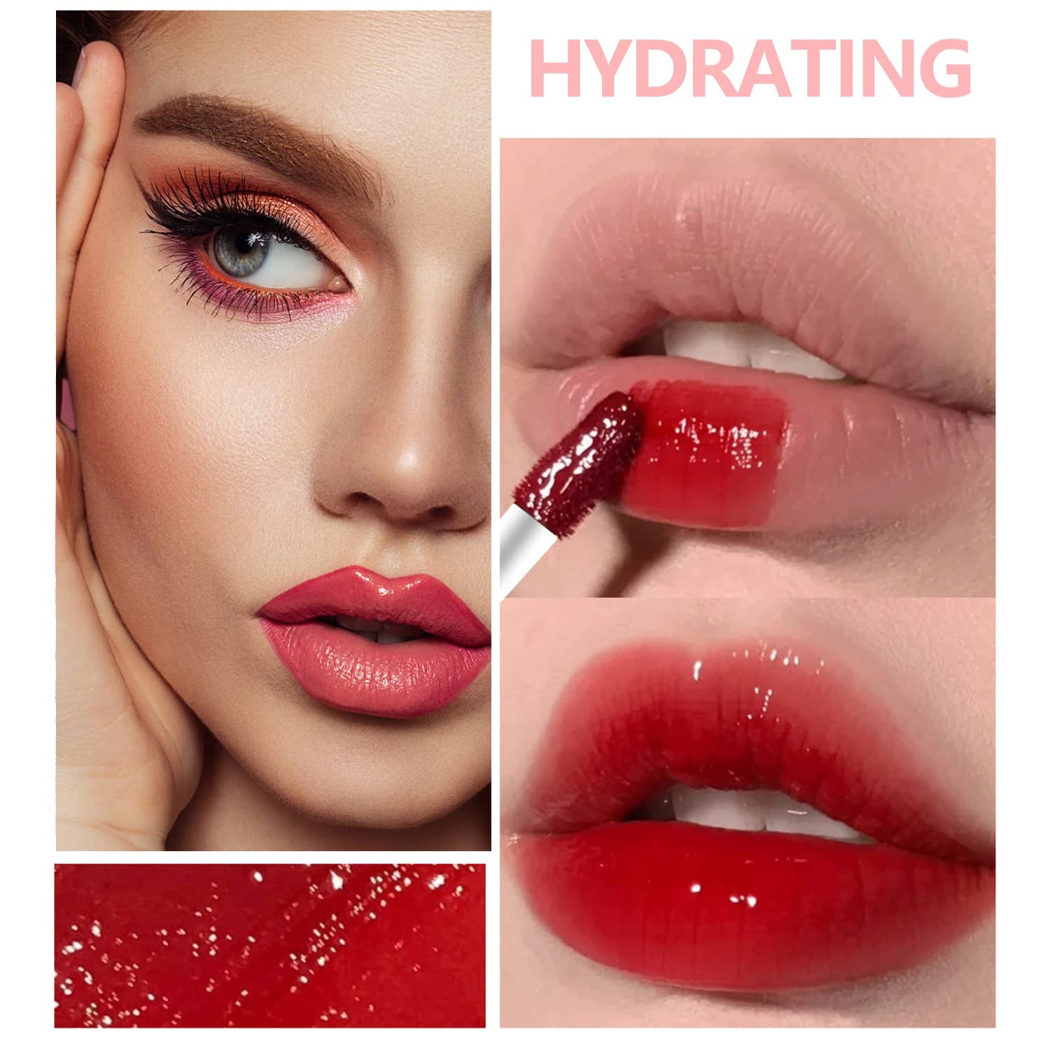 6 Colors Lip Tint Stain Mini Liquid Lipstick, Korean Lip Gloss Moisturizing Natural, Multi-Use Lip and Cheek Tint, Non-Stick Cup, Lightweight, High Pigment, Long-Lasting, Vivid Color