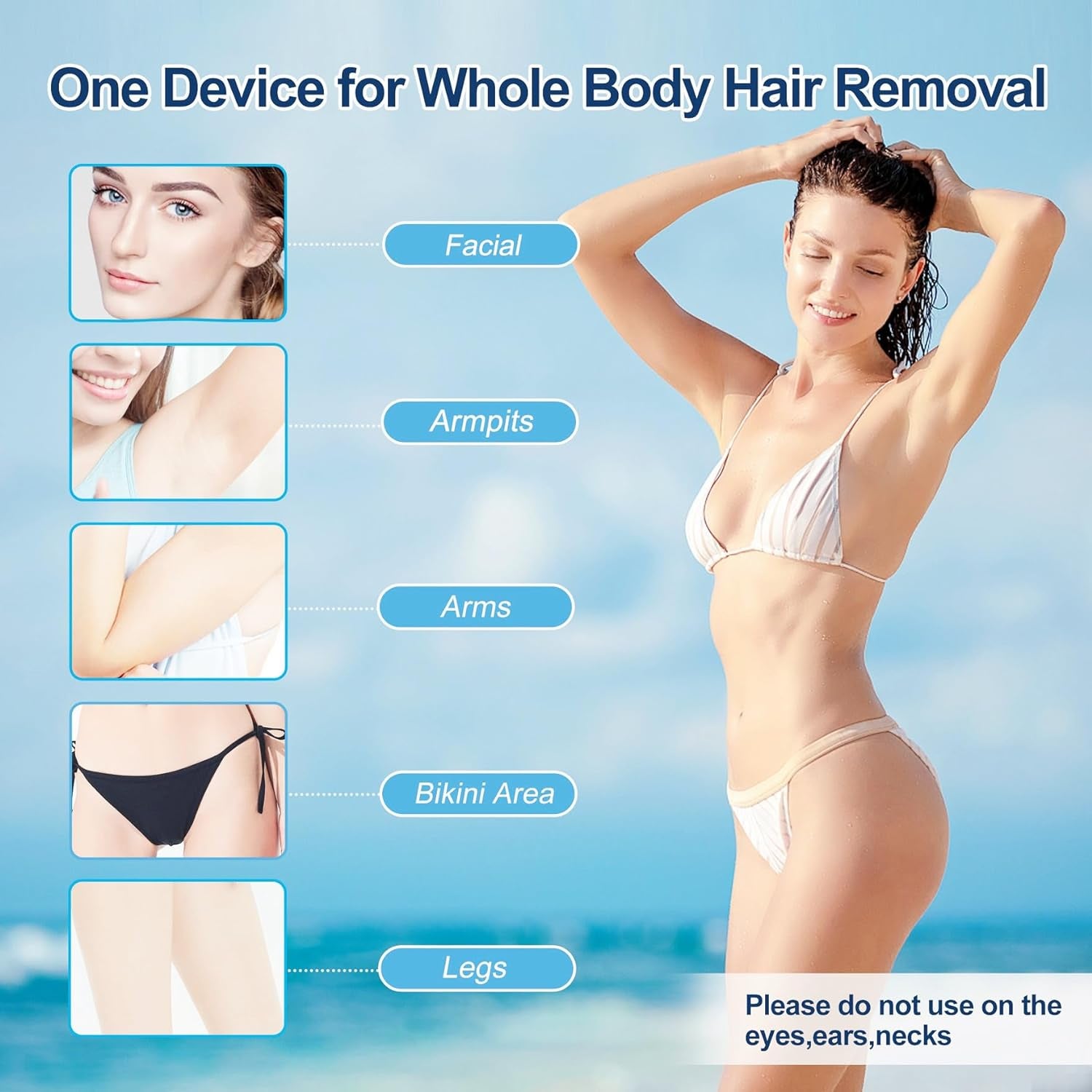 Laser Hair Removal Device At-Home  IPL Permanent Painless Hair Remover for Women and Men Laser Hair Removal for Whole Body Facial Face Armpits Back Legs Arms Face Bikini Line