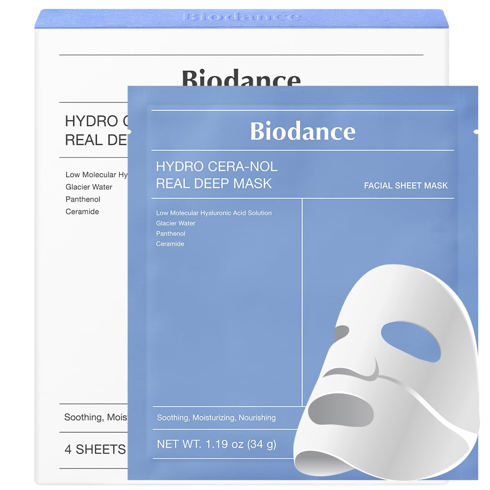 Hydro Cera-Nol Real Deep Mask, Overnight Hydrogel Mask, Soothing, Moisturizing, Nourishing, 1.19Oz(34G) X 4Ea