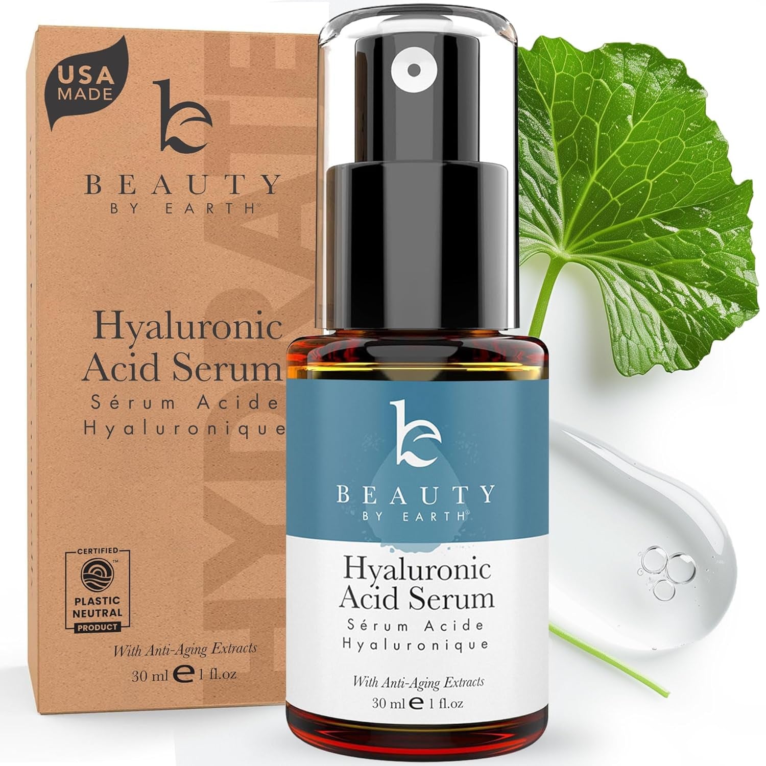 Hyaluronic Acid Serum for Face - USA Made with Natural & Organic Ingredients, Hydrating anti Aging Face Serum, Softens and Smoothes Dry & Sensitive Skin, Fragrance Free Day & Night Facial Serum