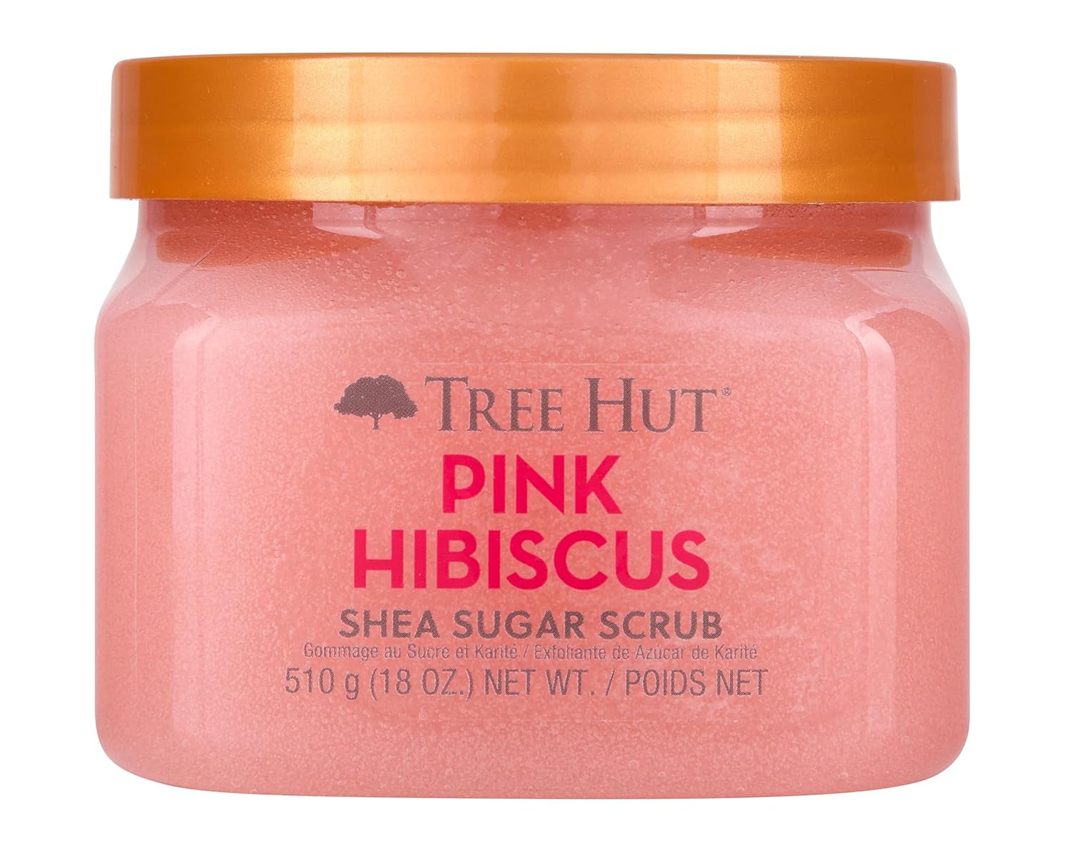 Pink Hibiscus Shea Sugar Scrub | Exfoliating Body Scrub Removes Dead, Dry Skin for a Soft & Hydrated Feel | Nourishing Essential Body Care | 18 Fl Oz.