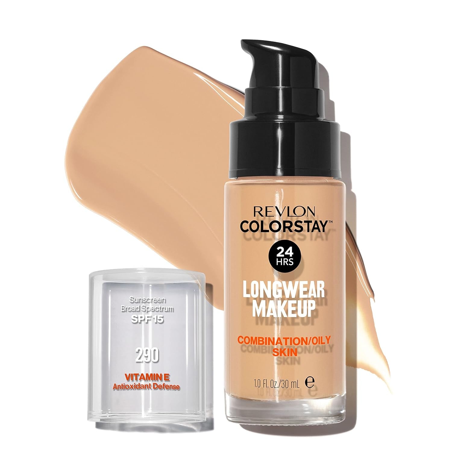 Liquid Foundation, Colorstay Face Makeup for Combination & Oily Skin, SPF 15, Medium-Full Coverage with Matte Finish, Natural Ochre (175), 1.0 Oz