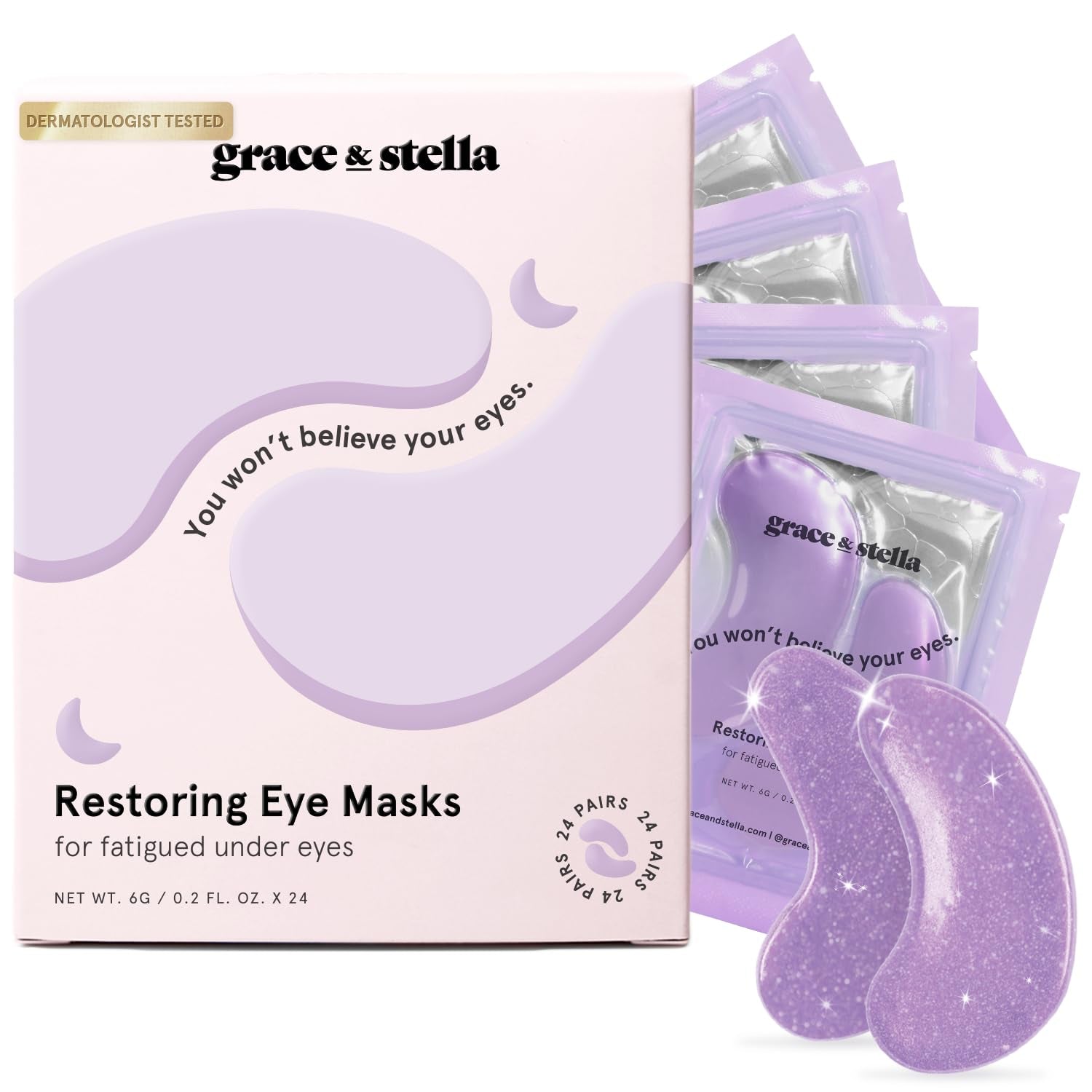 under Eye Patches for Puffy Eyes and Dark Circles (Retinol, 24 Pairs) Restoring Gel under Eye Masks with Hyaluronic Acid - Vegan Cruelty-Free Skincare Birthday Gifts for Women