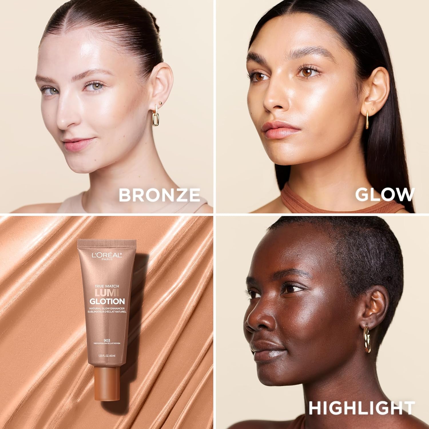 Makeup True Match Lumi Glotion, Natural Glow Enhancer, Illuminator Highlighter, Bronzing Drops for a Sun-Kissed Glow, 903 Medium