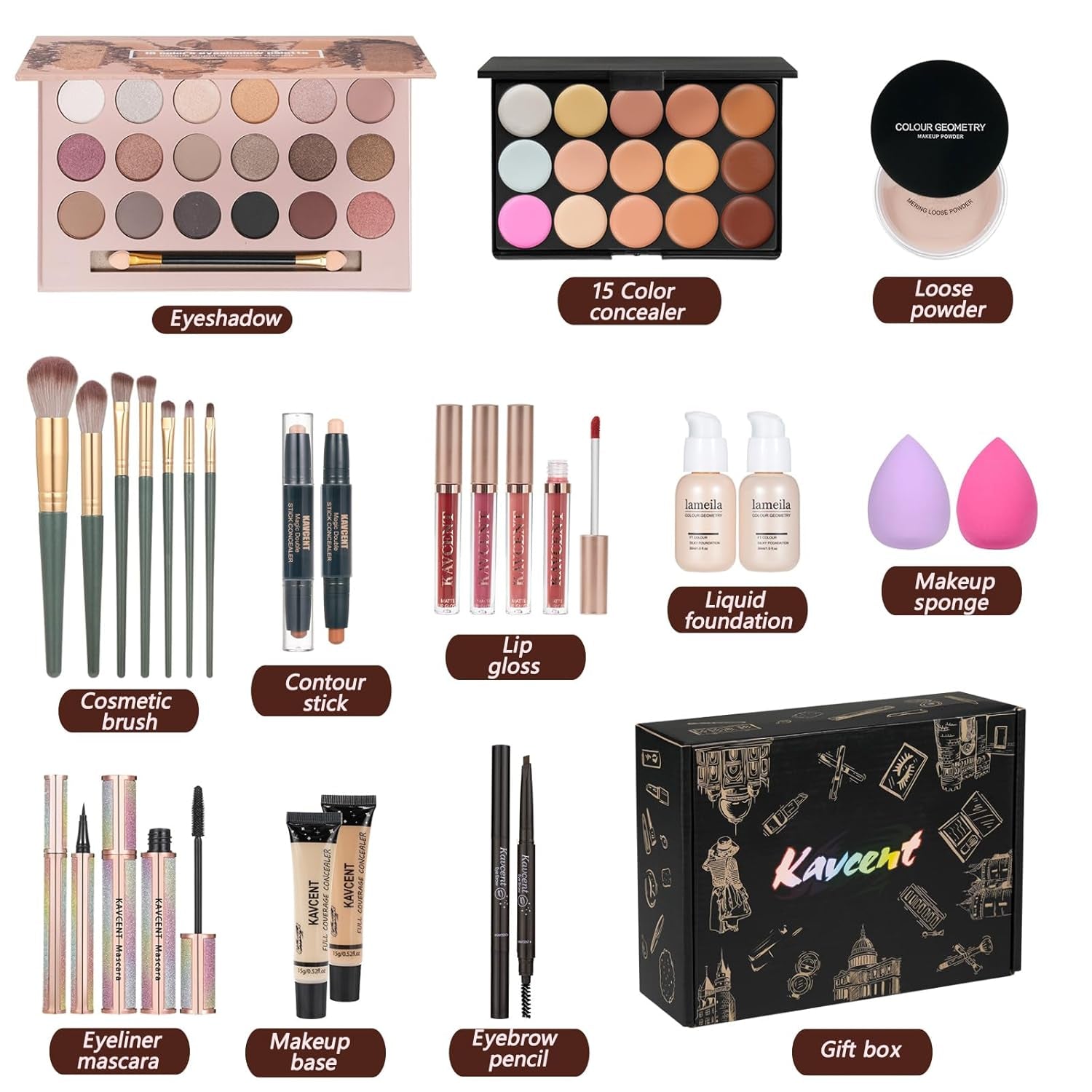 Makeup Kit Makeup Sets for Teens Makeup Kits for Women Teenagers Make up Eyeshadow Palette Foundation Concealer Lipgloss Makeup Kit for Women Full Kit