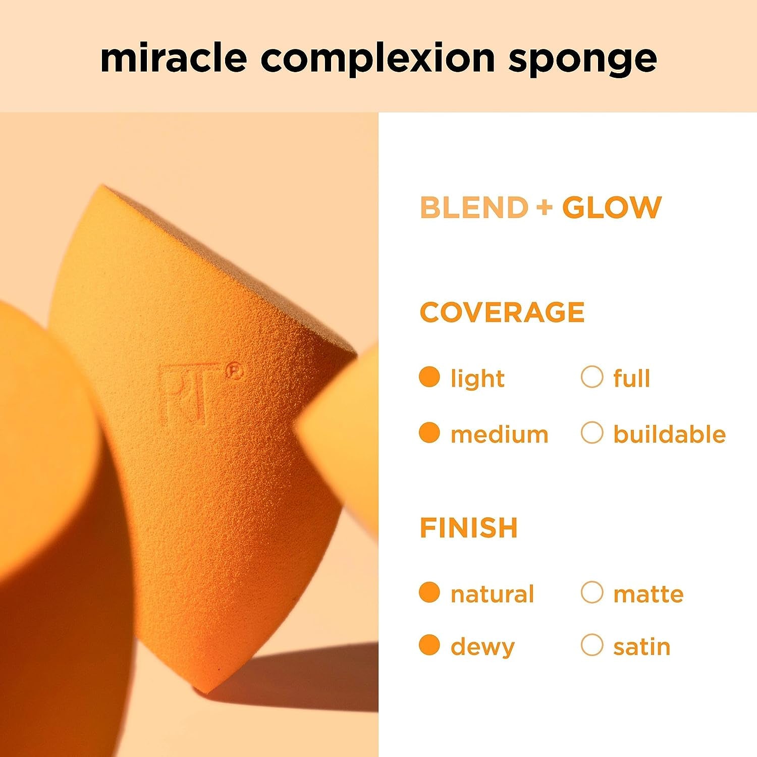 Miracle Complexion Sponge, Makeup Blender for Liquid and Cream Foundation, Full Coverage, Streak-Free Professional Makeup Tool, Cruelty Free, Vegan, Latex Free, 4 Count