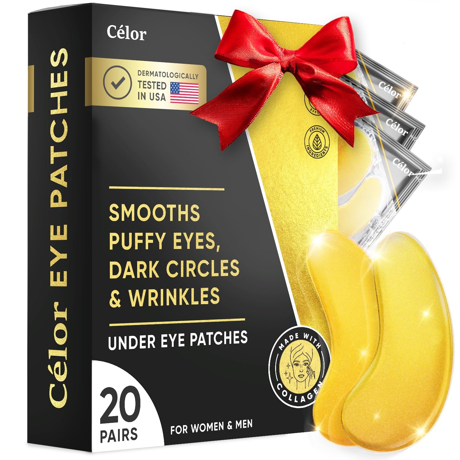 Celor under Eye Patches for Puffy Eyes and Dark Circles - Eye Masks with Amino Acids & Collagen, Eye Care for Wrinkles - Birthday Gift for Women - Skincare Self Care - USA Tested (60 Pairs)