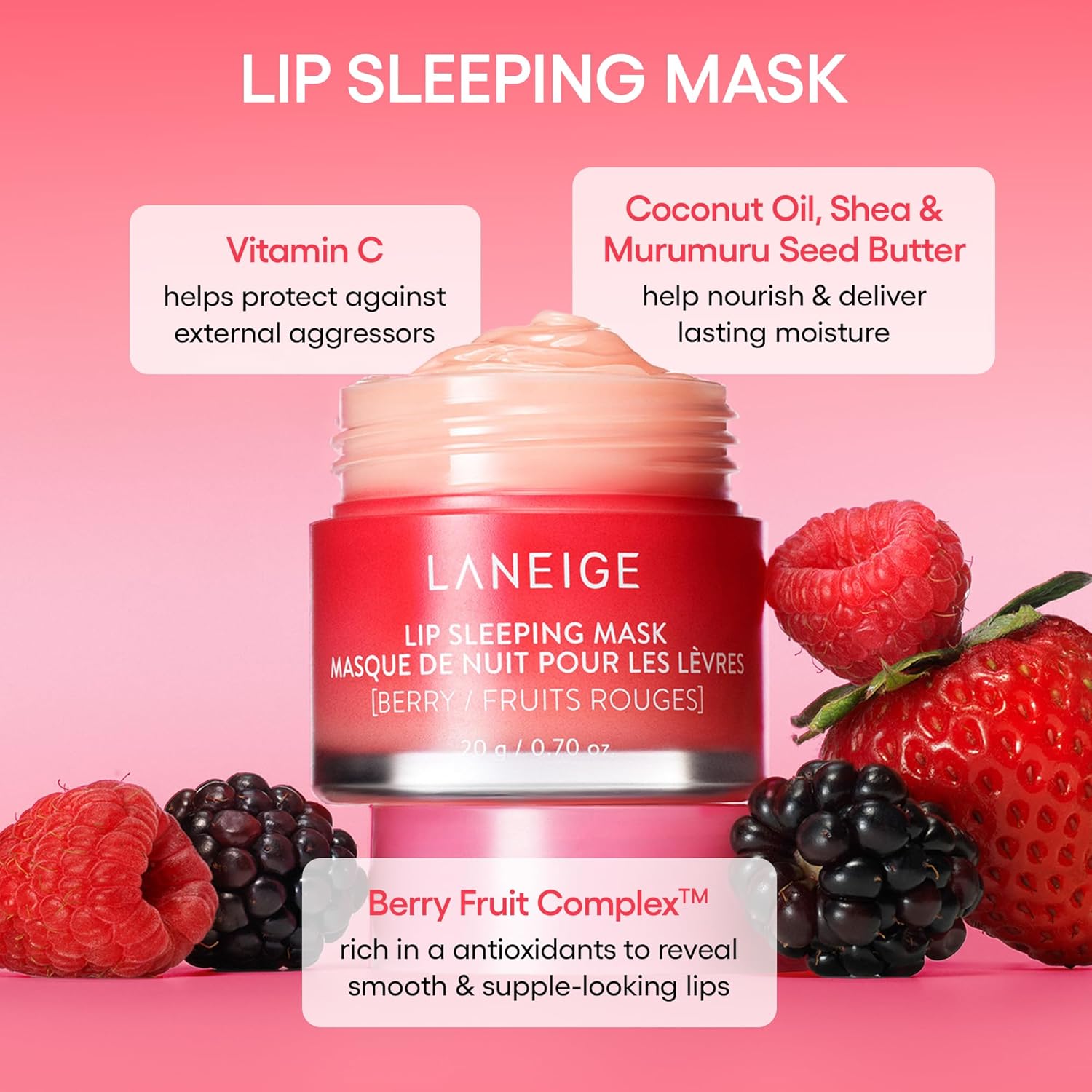 Lip Sleeping Mask Stocking Stuffer: Nourish, Hydrate, Vitamin C, Murumuru & Shea Butter, Antioxidants, Flaky, Dry Lips