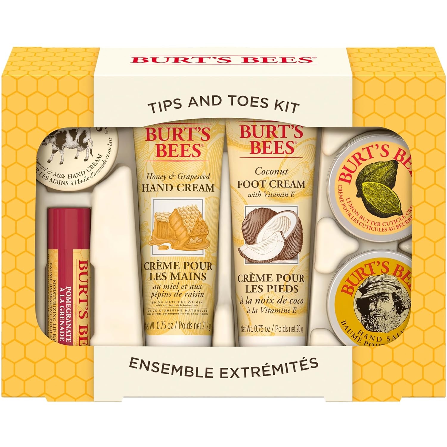 Christmas Gifts, 6 Stocking Stuffers Products, Timeless Minis Kit - Original Beeswax Lip Balm, Coconut Foot Cream, Milk Honey Body Lotion, Deep Cleansing Cream, Res-Q Ointment & Hand Salve