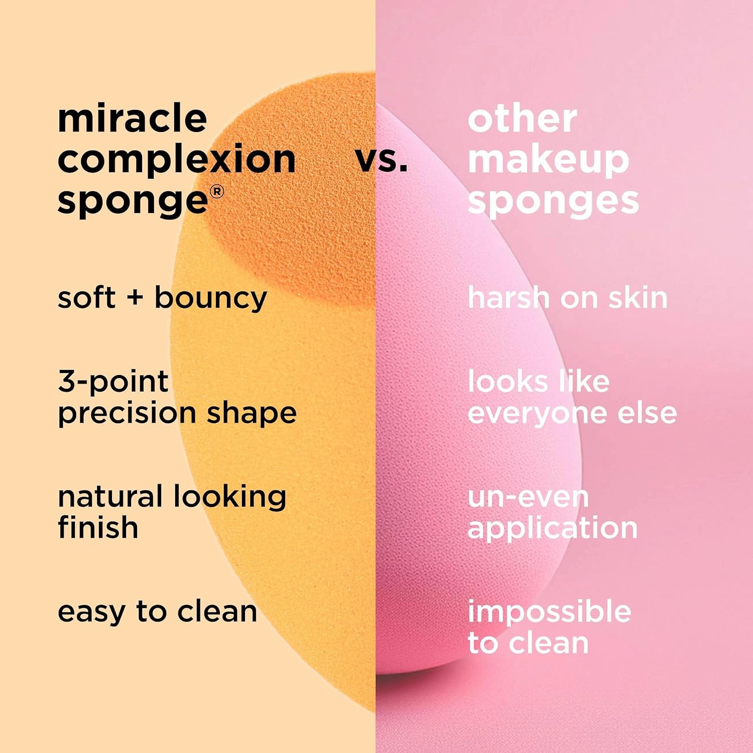 Miracle Complexion Sponge, Makeup Blender for Liquid and Cream Foundation, Full Coverage, Streak-Free Professional Makeup Tool, Cruelty Free, Vegan, Latex Free, 4 Count