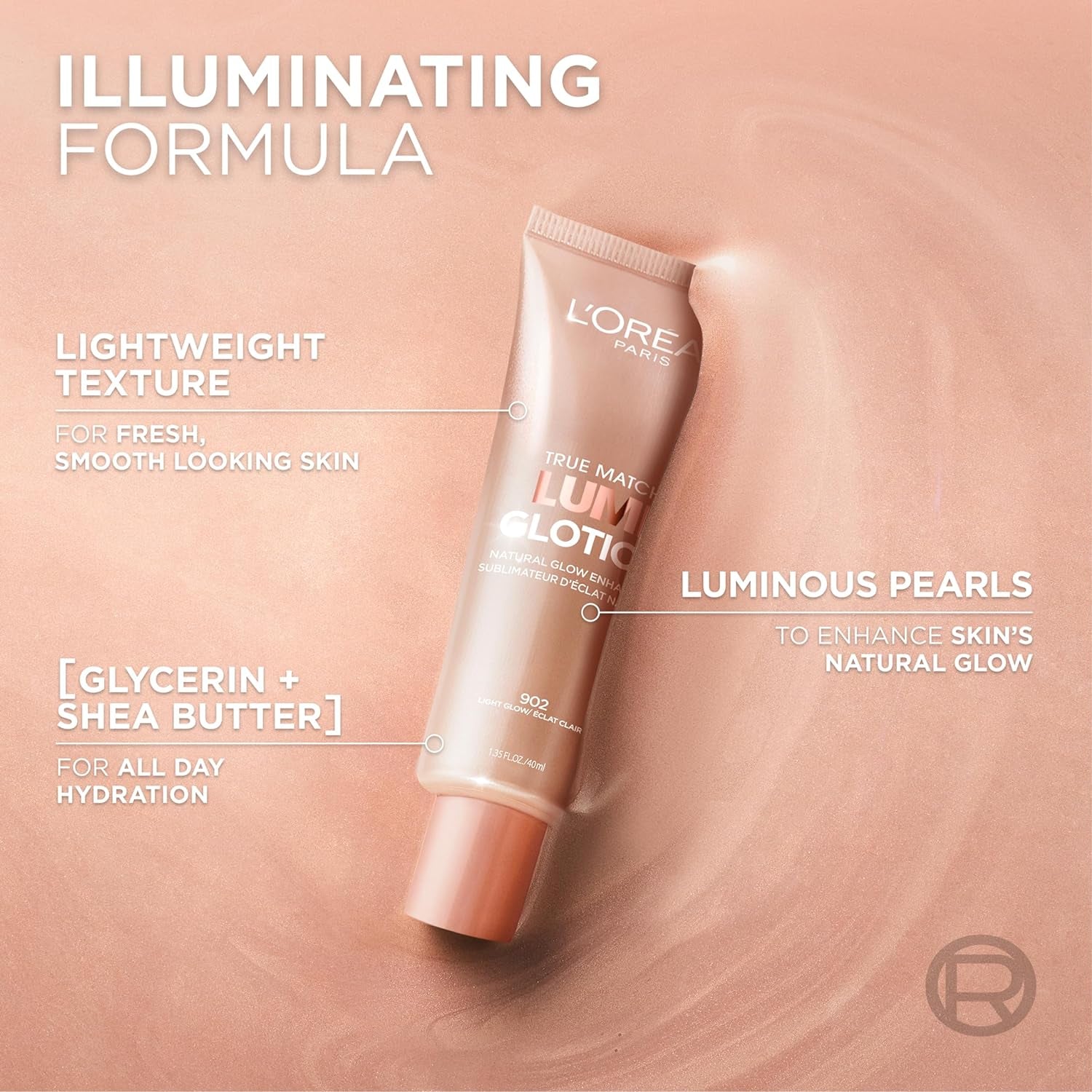 Makeup True Match Lumi Glotion, Natural Glow Enhancer, Illuminator Highlighter, Bronzing Drops for a Sun-Kissed Glow, 903 Medium