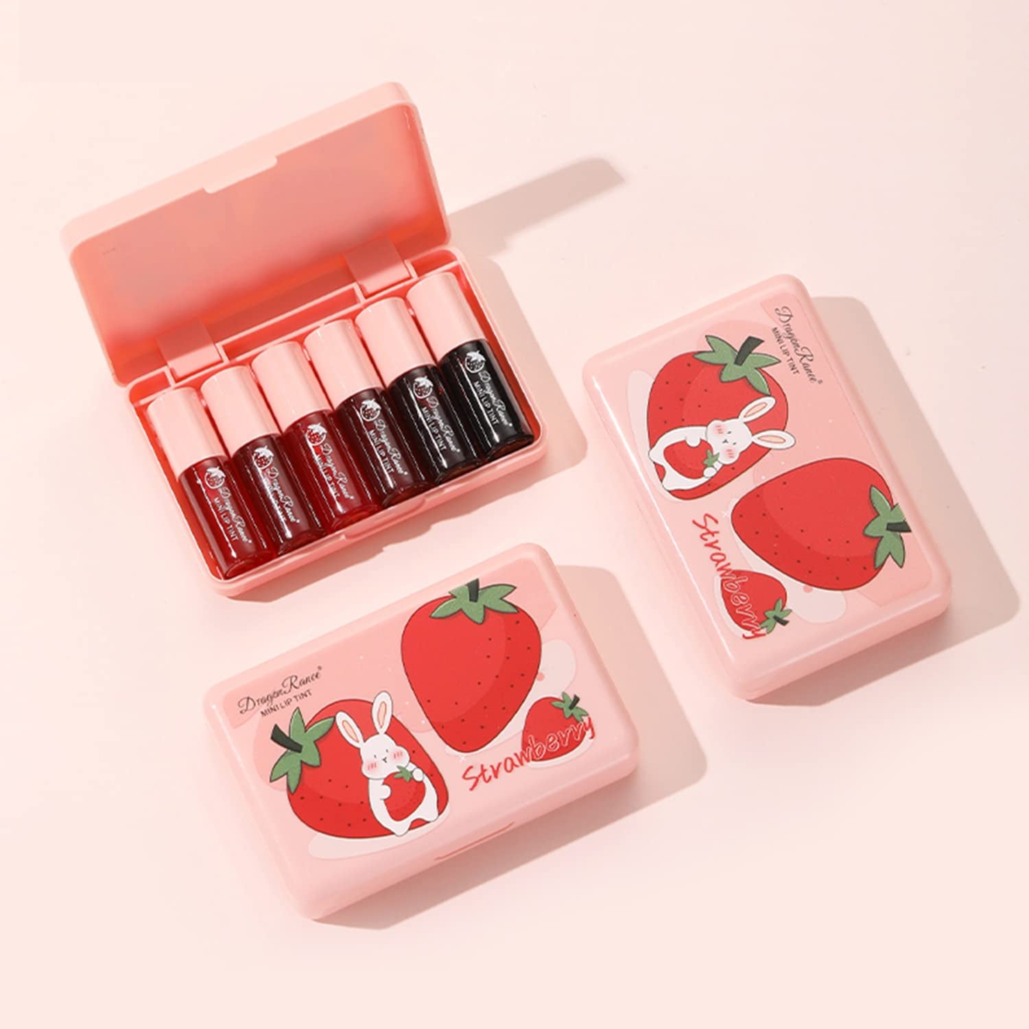 6 Colors Lip Tint Stain Mini Liquid Lipstick, Korean Lip Gloss Moisturizing Natural, Multi-Use Lip and Cheek Tint, Non-Stick Cup, Lightweight, High Pigment, Long-Lasting, Vivid Color