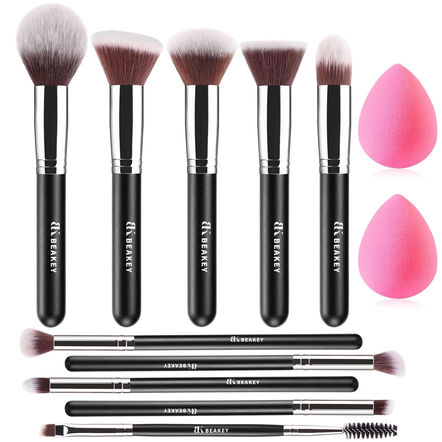 Makeup Brush Set Professional for Eye and Face, Foundation Blending, Eyeshadow, Concealer, Eye Shadow with 2 Blender Sponge, Paper Case, Gifts for Women, Christmas Stocking Stuffers for Adults