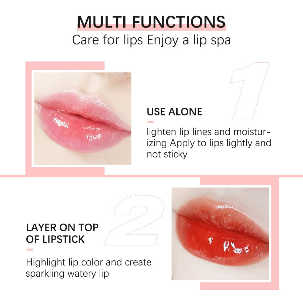 Hydrating Lip Glow Oil, Plumping Lip Gloss, Moisturizing Lip Oil Gloss, Transparent Moisturizing Lip Balm, Natural Lip Plumper, Lip Plumper Gloss Make Lips Fuller and Moisturizing (Pink)