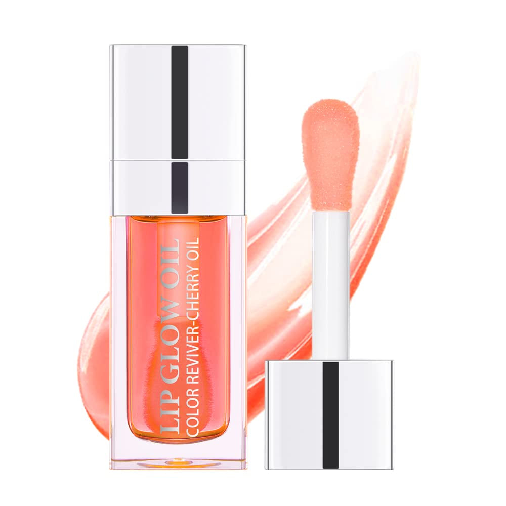 Hydrating Lip Glow Oil, Plumping Lip Gloss, Moisturizing Lip Oil Gloss, Transparent Moisturizing Lip Balm, Natural Lip Plumper, Lip Plumper Gloss Make Lips Fuller and Moisturizing (Pink)