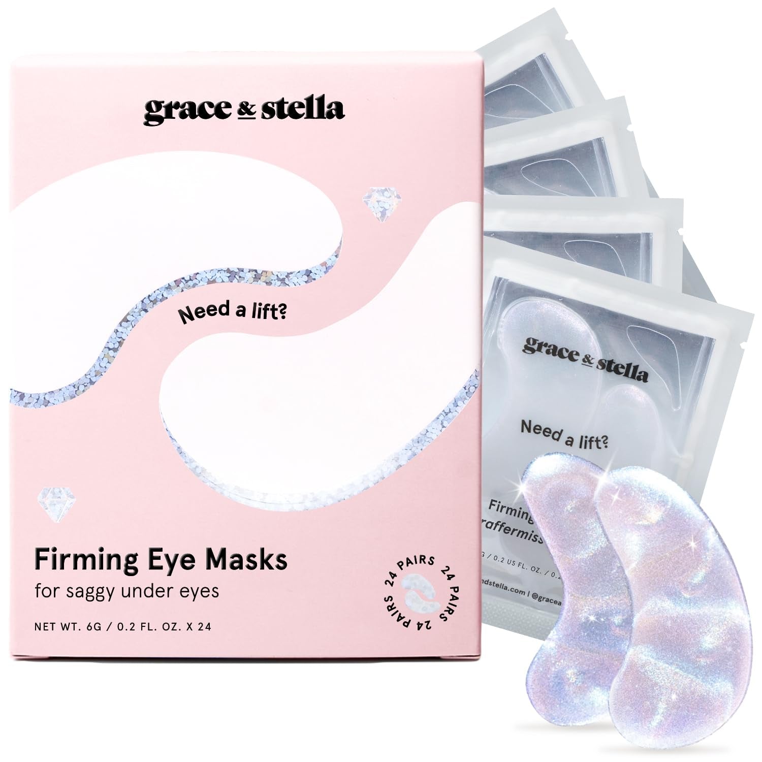 under Eye Patches with Peptides & Rice Extract - Firming Eye Masks for Dark Circles and Puffiness - Iridescent Eye Mask Patches for Firmer-Looking Skin - Vegan, Cruelty-Free, 24 Pairs