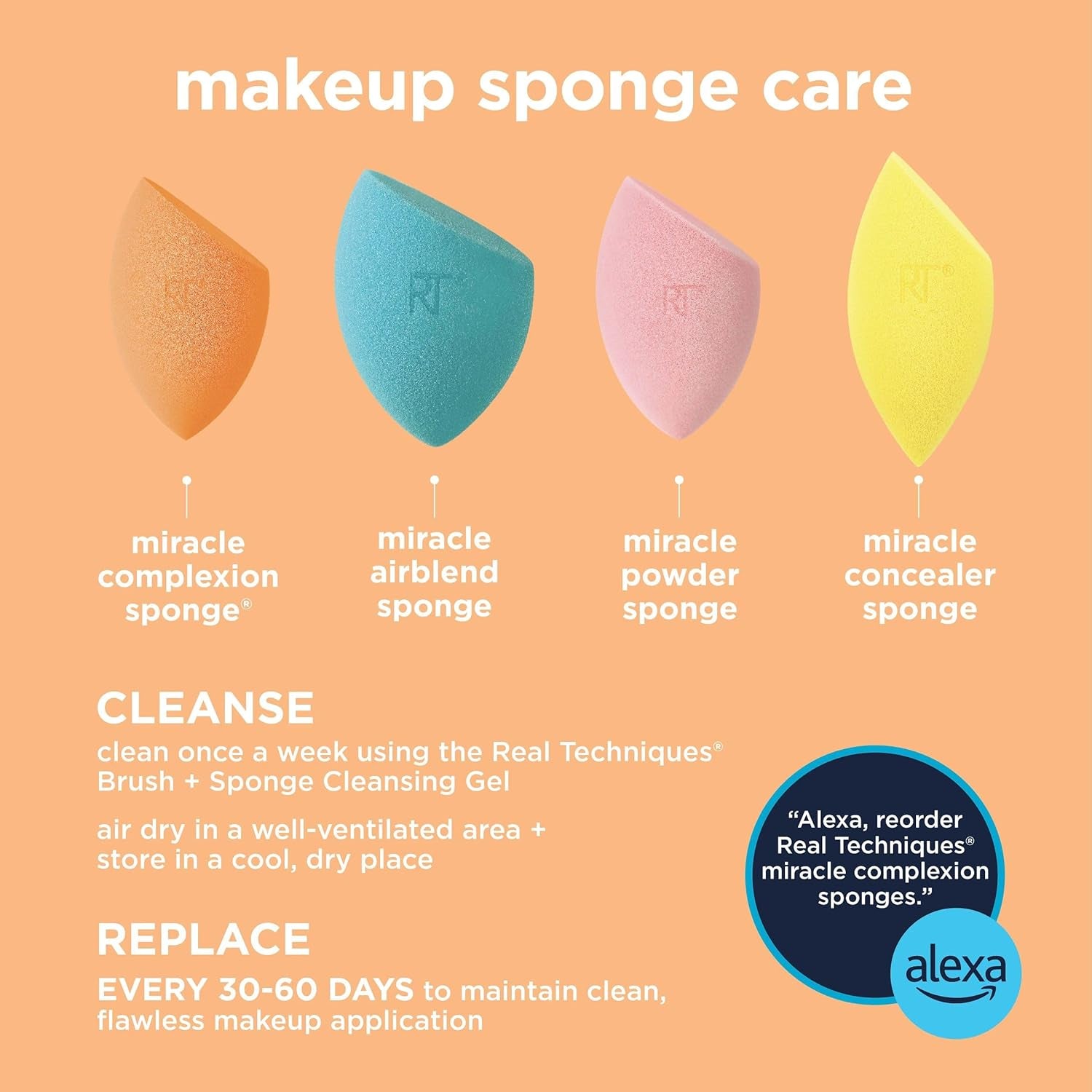 Miracle Complexion Sponge, Makeup Blender for Liquid and Cream Foundation, Full Coverage, Streak-Free Professional Makeup Tool, Cruelty Free, Vegan, Latex Free, 4 Count