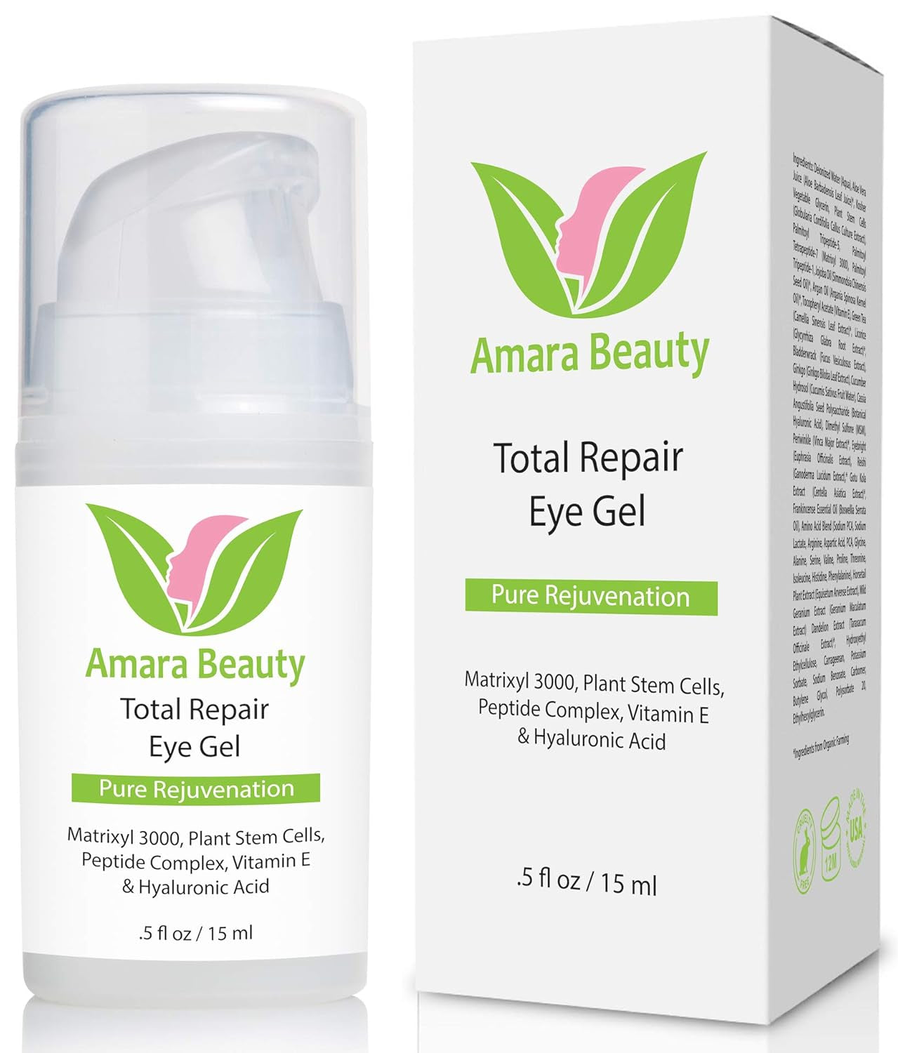 Eye Cream Gel for Dark Circles and Puffiness with Peptides & Hyaluronic Acid, 0.5 Fl. Oz.