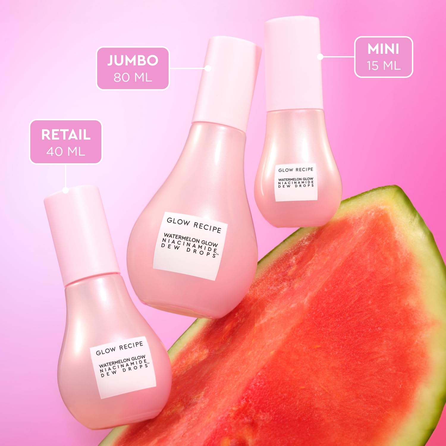 Watermelon Glow Niacinamide Dew Drops Face Serum - Hydrating Hyaluronic Acid Skincare Serum, Makeup Primer & Liquid Highlighter for Dewy, Glowing Skin - Brightening Face Serums (40Ml)