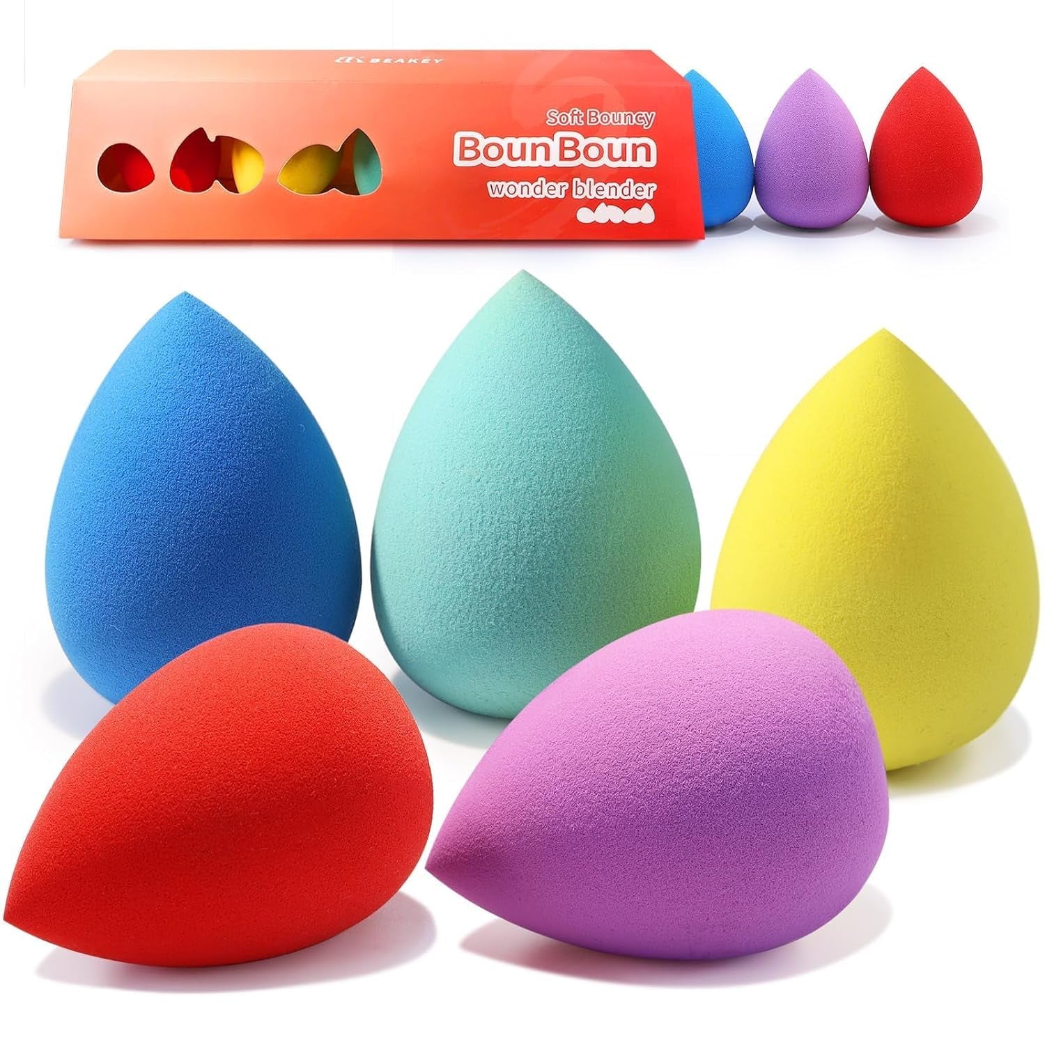 Makeup Sponge 5 Pcs Set, Latex-Free Boun Boun Beauty Sponge for Blending, Makeup Sponges for Foundation Liquid Cream and Powder. Blender for Enhanced Make up Application, Gift for Women