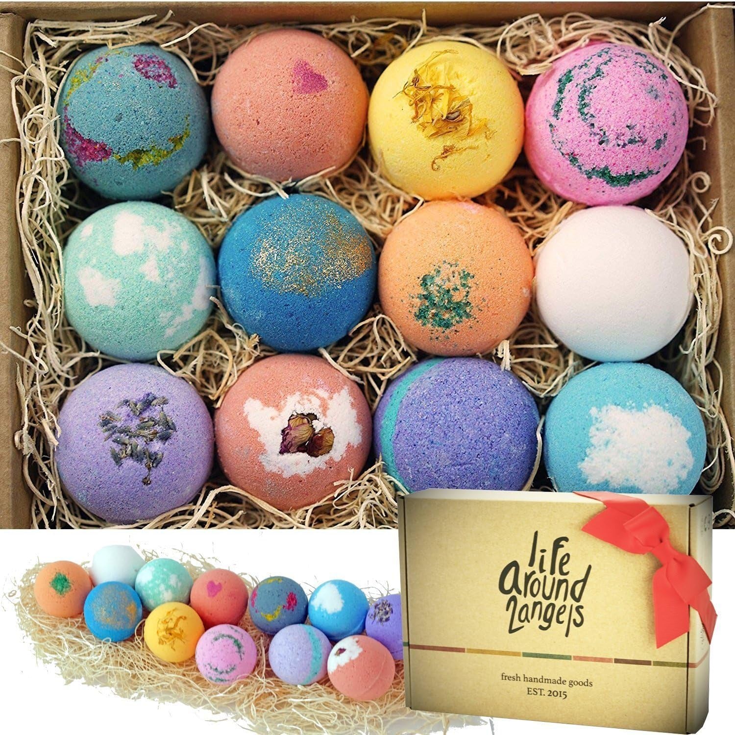 New Faviorite Bath Bombs Gift Set 12 Pack Made in USA Fizzies, Shea & Coco Butter Dry Skin Moisturize, Handmade Birthday Mothers Day Gifts Idea for Her/Him, Wife, Girlfriend, Kids