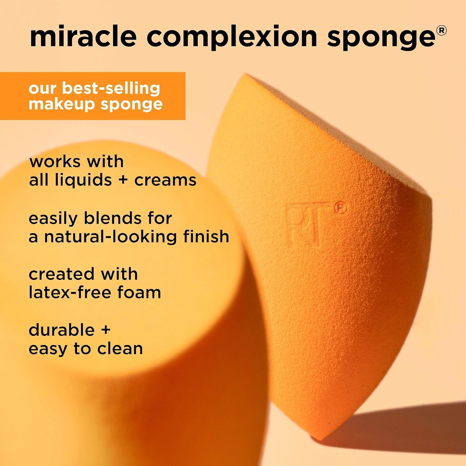 Miracle Complexion Sponge, Makeup Blender for Liquid and Cream Foundation, Full Coverage, Streak-Free Professional Makeup Tool, Cruelty Free, Vegan, Latex Free, 4 Count