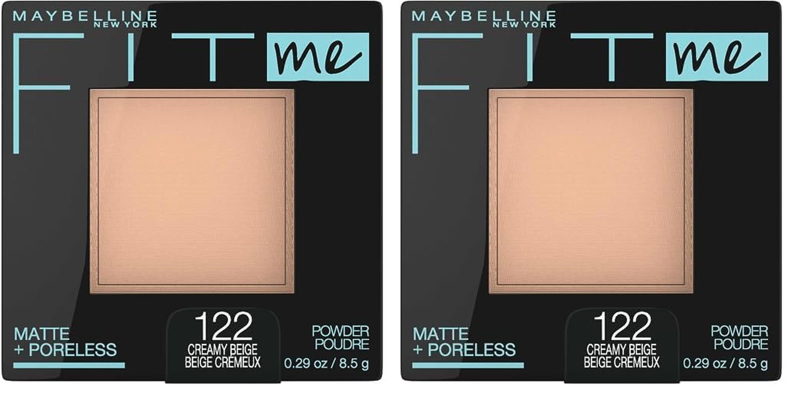 Fit Me Matte + Poreless Pressed Face Powder Makeup & Setting Powder, Creamy Beige, 1 Count (Pack of 2)