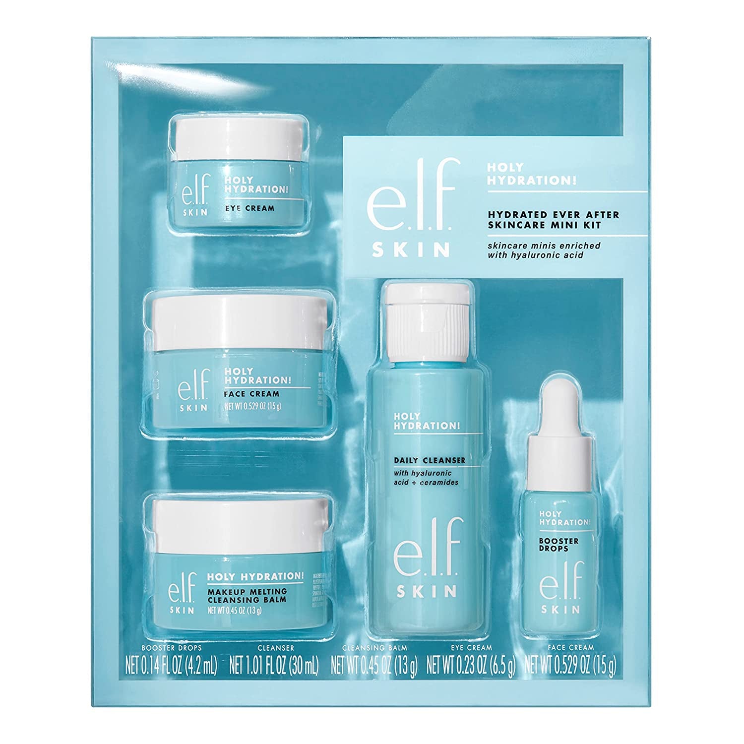 SKIN Hydrated Ever after Skincare Mini Kit, Cleanser, Makeup Remover, Moisturiser & Eye Cream for Hydrating Skin, Airplane-Friendly Sizes