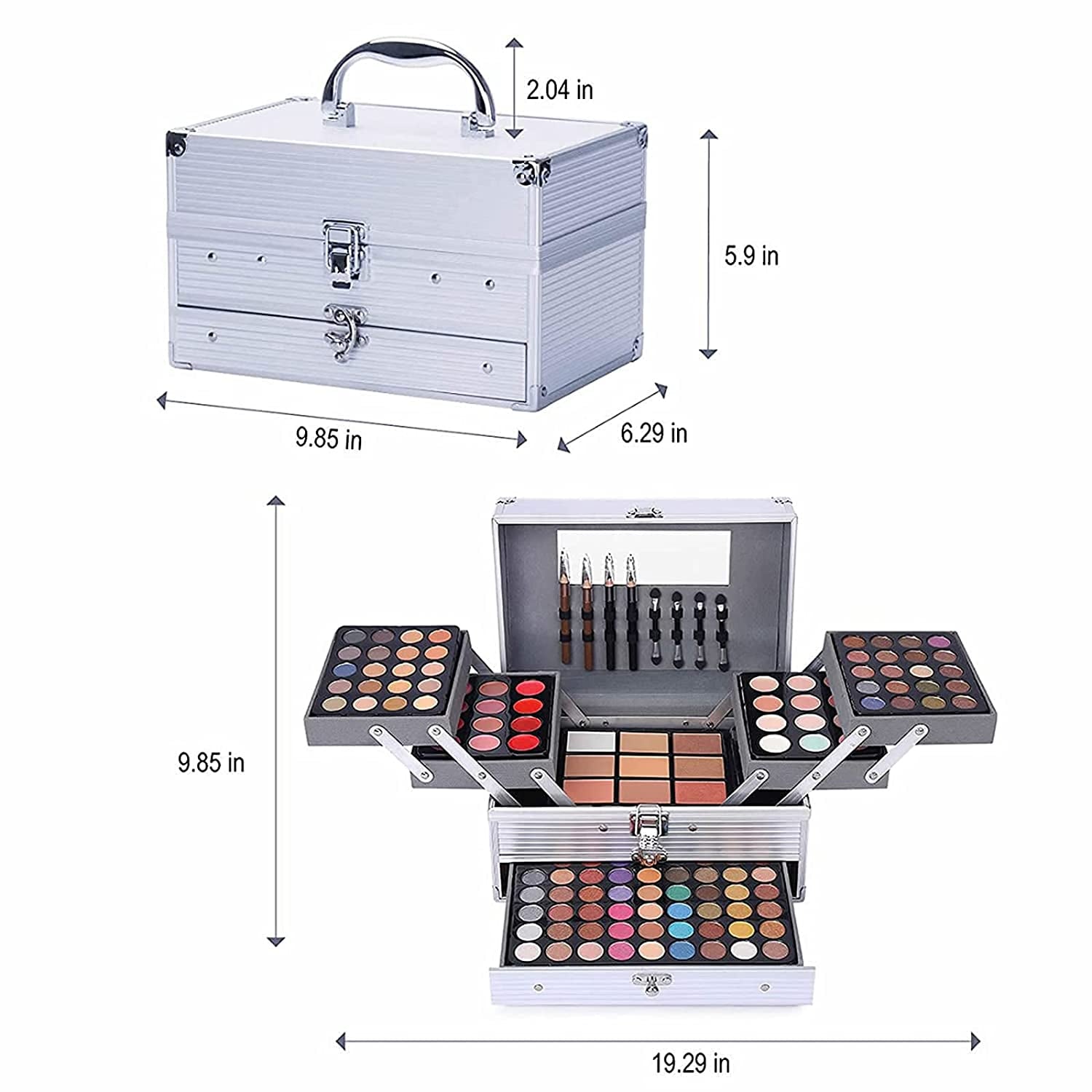 132 Color All- In- One Makeup for Women Full Kit,Professional Makeup Kit,Makeup Gift Set for Women,Girls&Teens,Include Eyeshadow/Lipstick/Concealer/Lip Gloss/Eyeliner/Mascara（006N2-Silver）