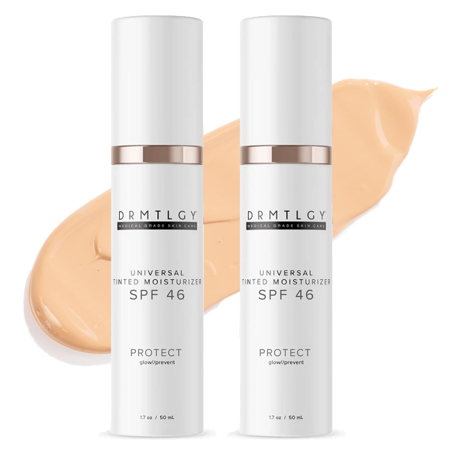 Anti-Aging Tinted Moisturizer with SPF 46. Universal Tint. All-In-One Light Coverage Sheer Tinted Face Sunscreen with Broad Spectrum Protection against UVA and UVB Rays. 1.7 Oz, 2 Pack