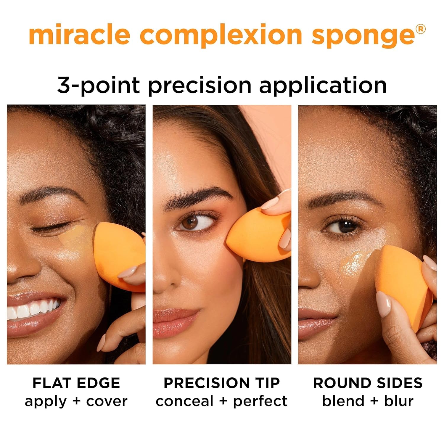 Miracle Complexion Sponge, Makeup Blender for Liquid and Cream Foundation, Full Coverage, Streak-Free Professional Makeup Tool, Cruelty Free, Vegan, Latex Free, 4 Count