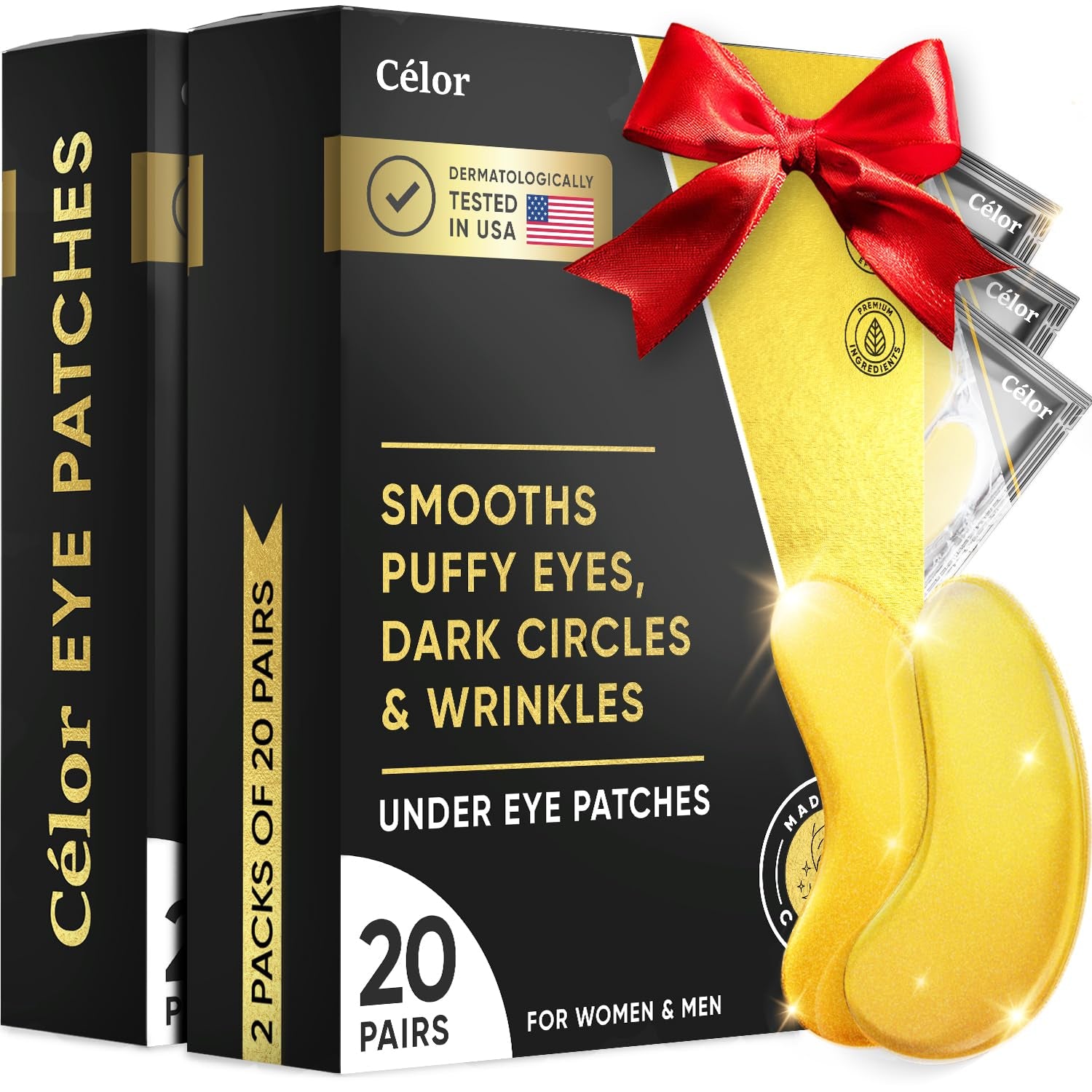 Celor under Eye Patches for Puffy Eyes and Dark Circles - Eye Masks with Amino Acids & Collagen, Eye Care for Wrinkles - Birthday Gift for Women - Skincare Self Care - USA Tested (40 Pairs)