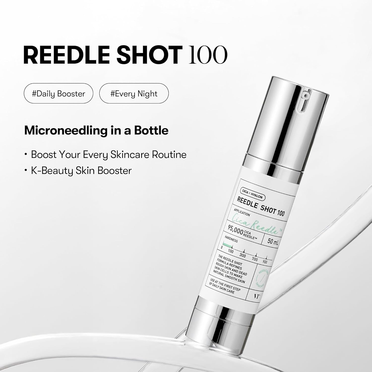 CICA Reedle Shot 300, Advanced Night Exosome, Microneedling Serum, Centella Asiatica, Hyaluronic Acid, Propolis, Soft Skin, Regeneration, Glass Skin, Korean Skin Booster 1.69Fl Oz (50Ml)