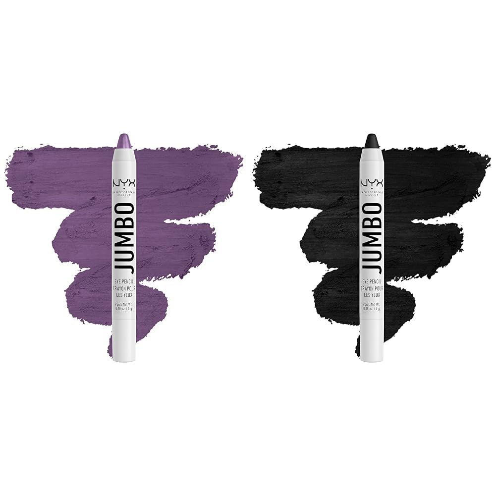 Jumbo Eye Pencil Blendable Eyeshadow Stick & Eyeliner Pencil Bundle - Eggplant (Violet) and Black Bean