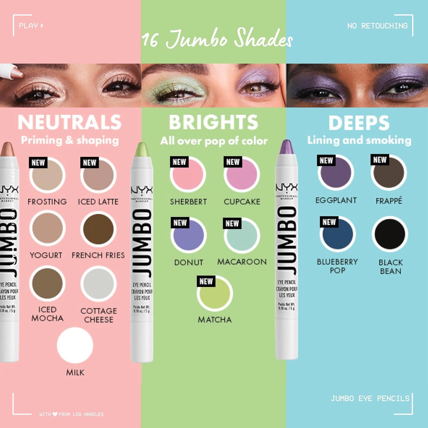 Jumbo Eye Pencil Blendable Eyeshadow Stick & Eyeliner Pencil Bundle - Donut (Lilac) and Milk